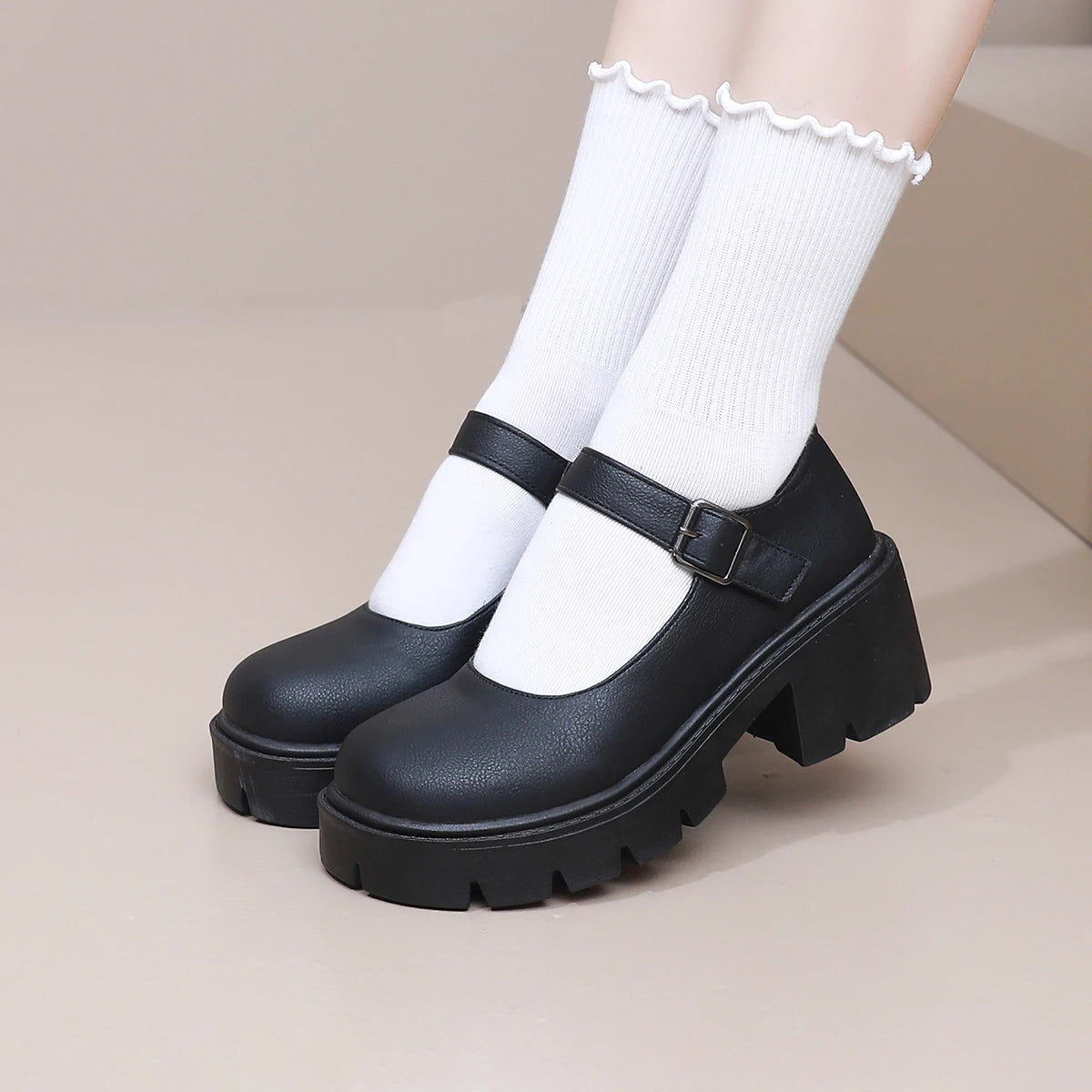 Dames Mary Jane-schoenen – Comfortabele blokhak – 2 cm plateau – Veelzijdige stijl