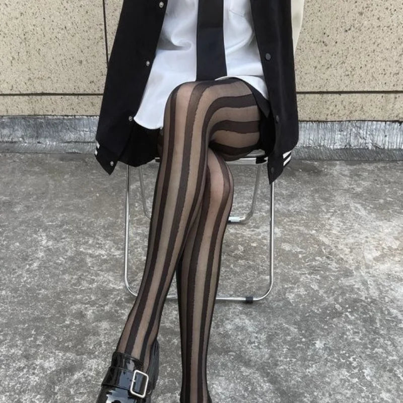 Dameslegging – Verticale strepen – Beenverlengend effect – Hoogwaardig materiaal