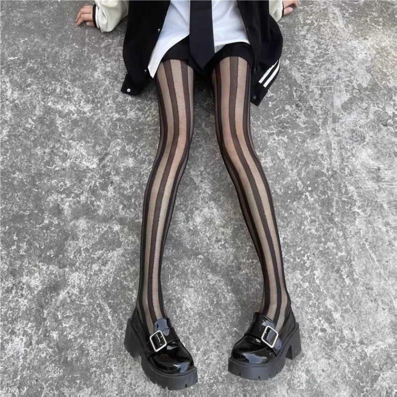 Dameslegging – Verticale strepen – Beenverlengend effect – Hoogwaardig materiaal