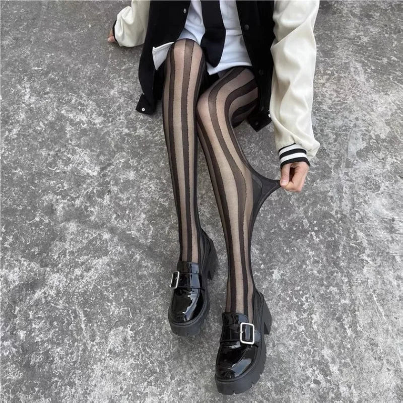 Dameslegging – Verticale strepen – Beenverlengend effect – Hoogwaardig materiaal