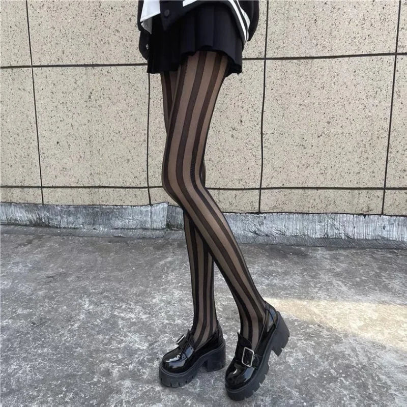 Dameslegging – Verticale strepen – Beenverlengend effect – Hoogwaardig materiaal