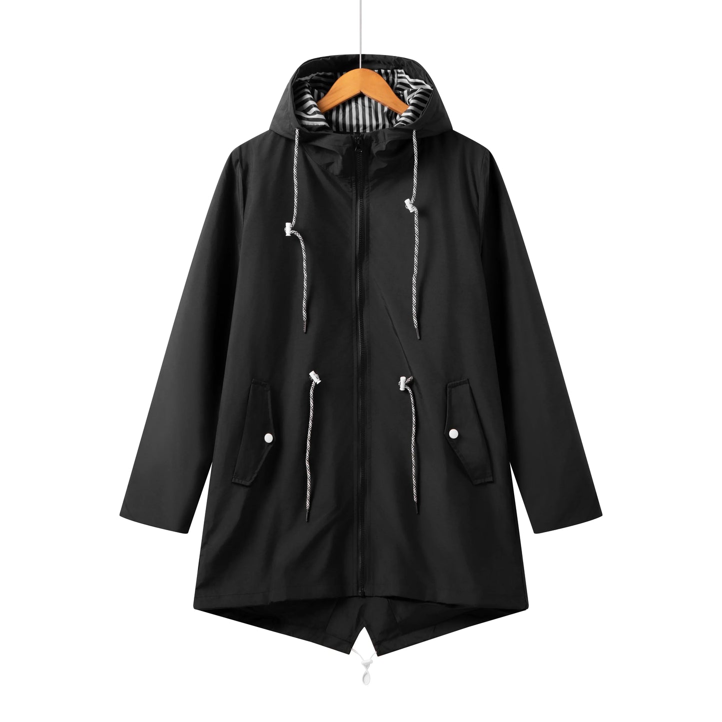 Dames trenchcoat - waterdicht - met capuchon - lichtgewicht ontwerp