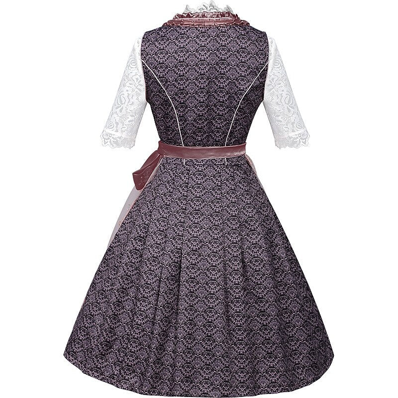 Dirndljurk met rozenpatroon – Oktoberfest | Romantische klederdracht met blouse en schort