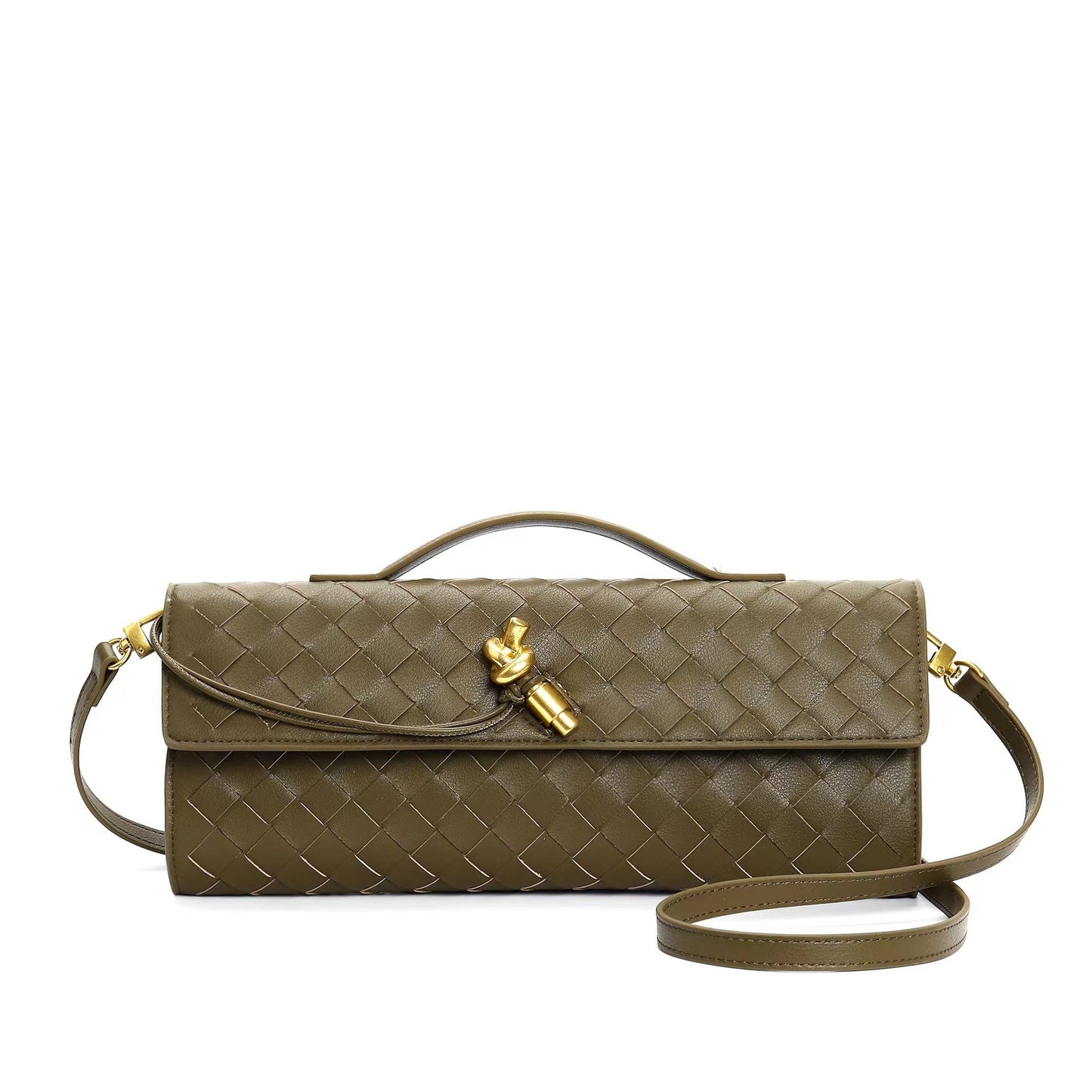 Leren clutch voor dames – Hoogwaardig rundleer – Moderne gevlochten look – Veelzijdige draagmogelijkheden