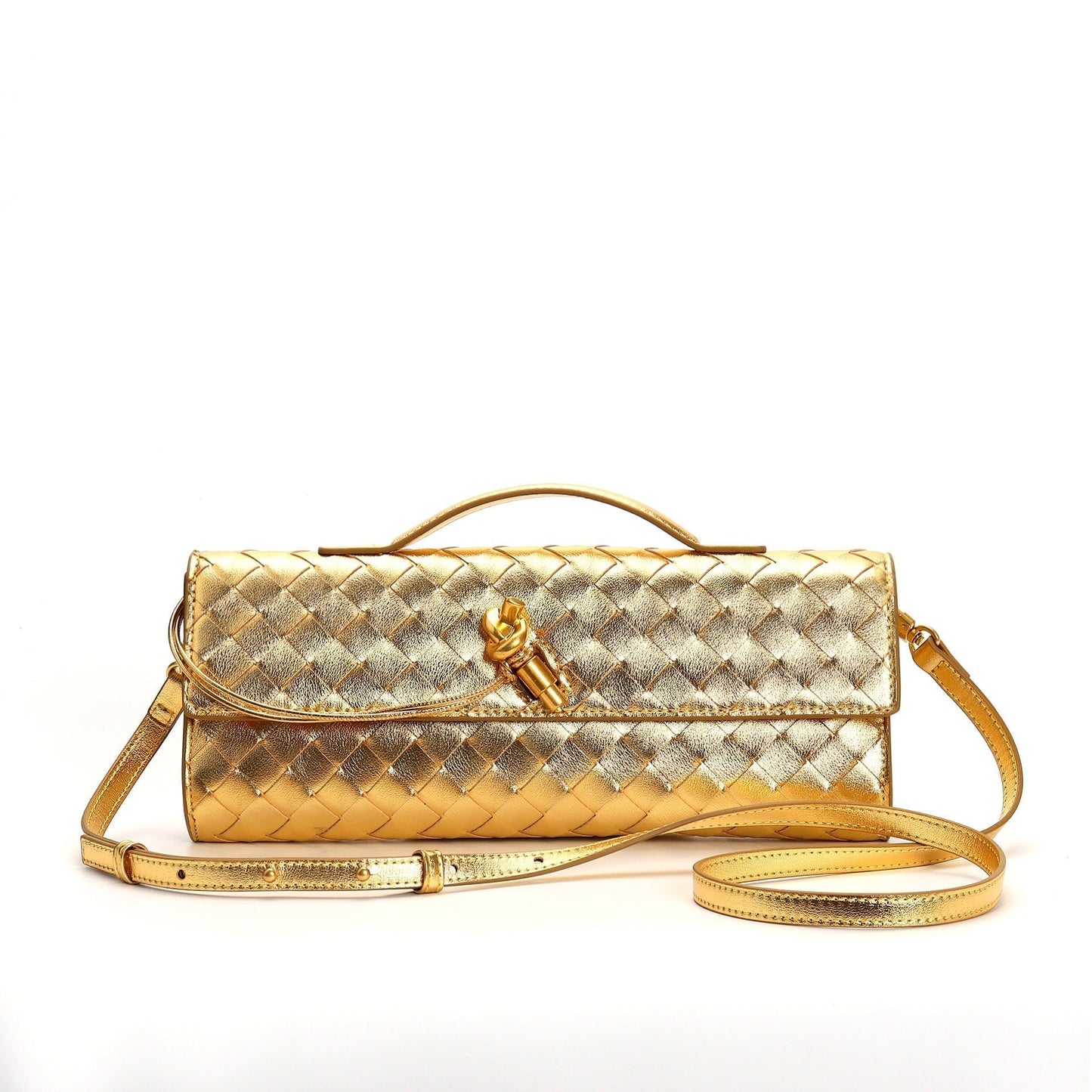 Leren clutch voor dames – Hoogwaardig rundleer – Moderne gevlochten look – Veelzijdige draagmogelijkheden
