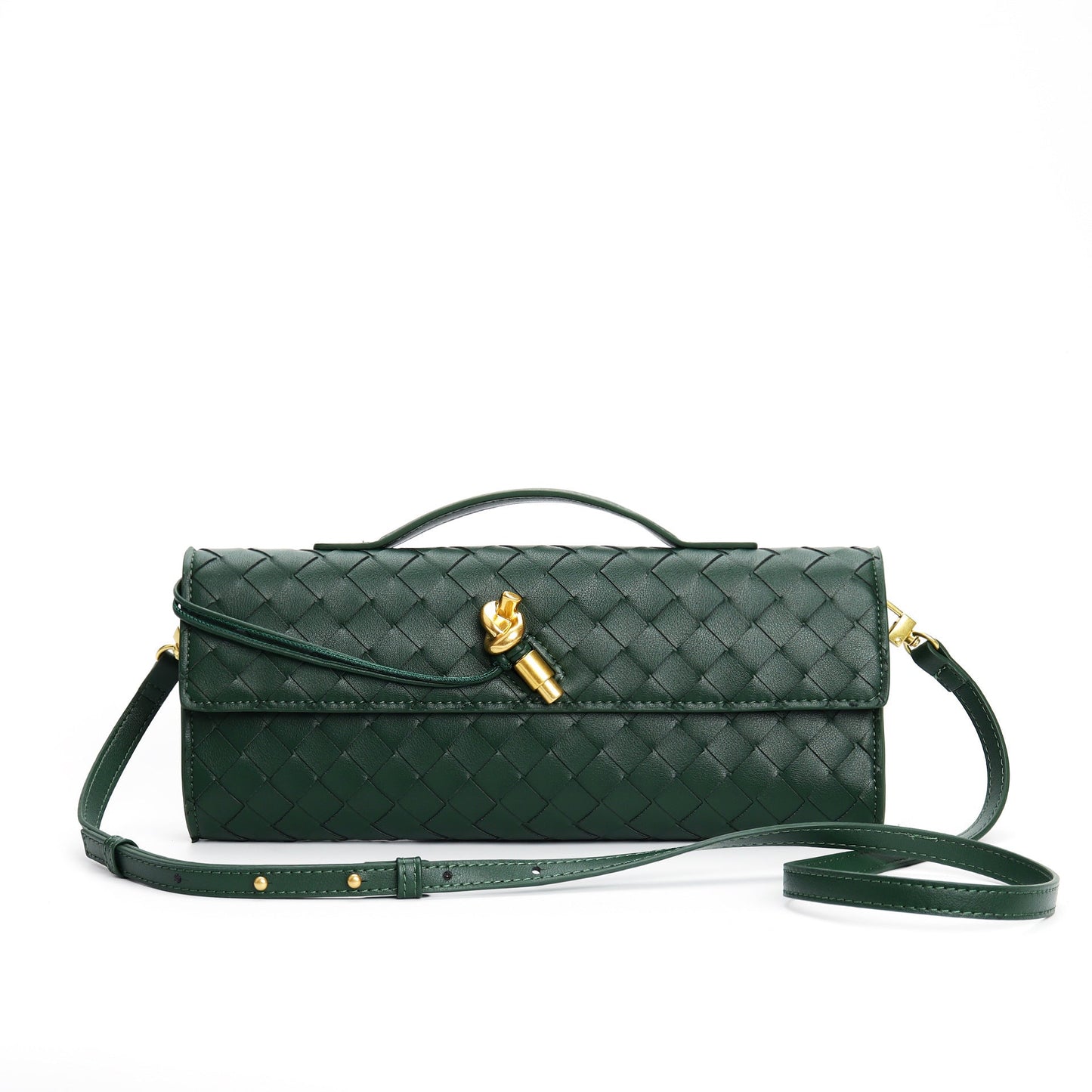 Leren clutch voor dames – Hoogwaardig rundleer – Moderne gevlochten look – Veelzijdige draagmogelijkheden