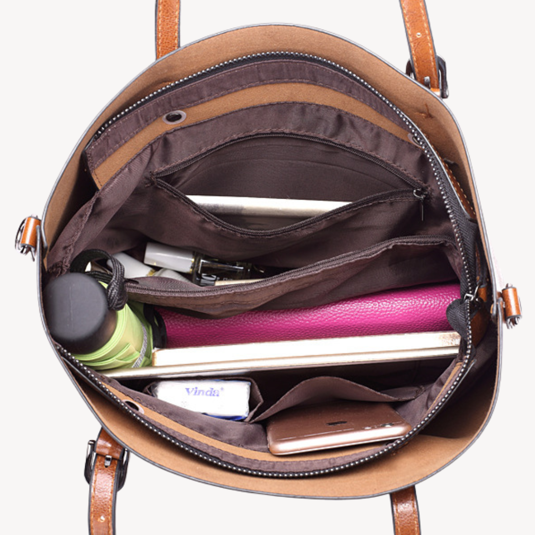 Dameshandtas – Echt leer – Geschikt voor laptop – Tijdloze stijl
