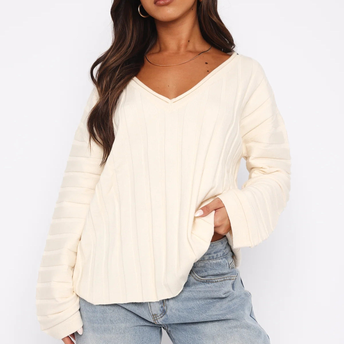 Damespullover – V-hals – Stijlvol en comfortabel – Premium kwaliteit