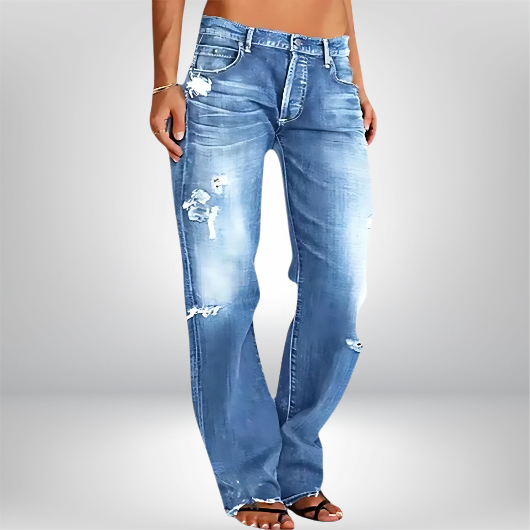 Dames jeans met wijde pijpen - Elegante stijl - Comfortabele pasvorm - Zachte stretchstof