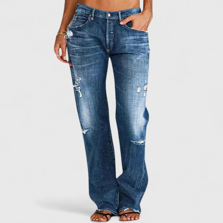 Dames jeans met wijde pijpen - Elegante stijl - Comfortabele pasvorm - Zachte stretchstof