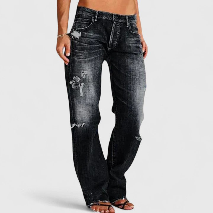Dames jeans met wijde pijpen - Elegante stijl - Comfortabele pasvorm - Zachte stretchstof