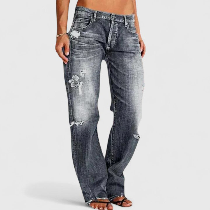 Dames jeans met wijde pijpen - Elegante stijl - Comfortabele pasvorm - Zachte stretchstof