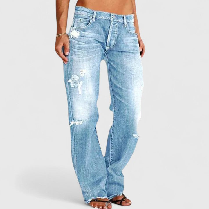 Dames jeans met wijde pijpen - Elegante stijl - Comfortabele pasvorm - Zachte stretchstof