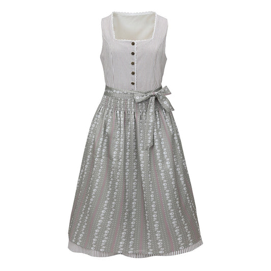 Elegante blauwe dirndl – Oktoberfest | Driedelig met blouse en decoratief schort