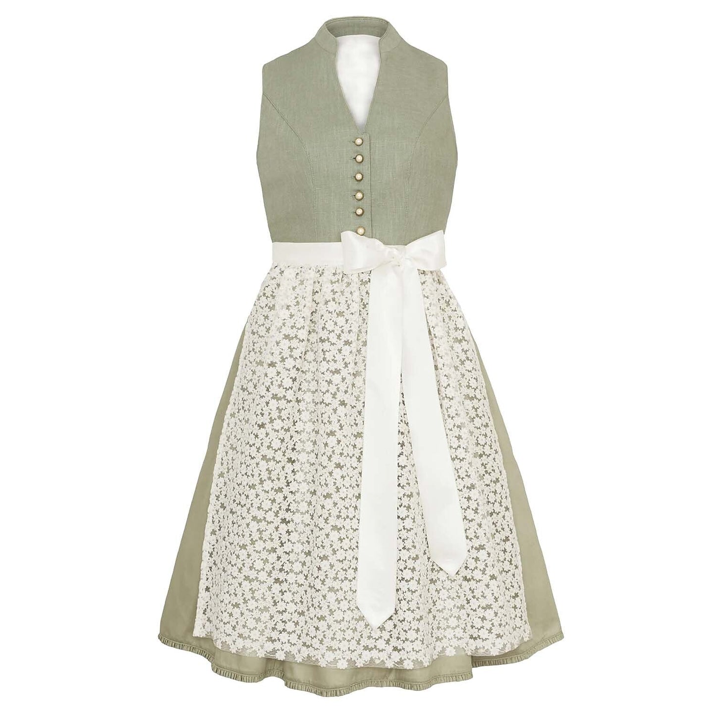 Elegante dirndljurk in groen – Oktoberfest | Met bloemenkanten schort voor een stijlvolle traditionele look