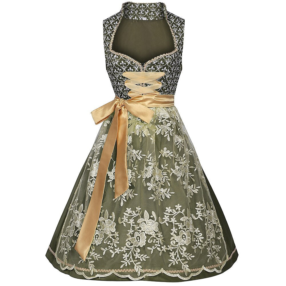 Geborduurde dirndljurk in het groen – Oktoberfest | Elegante traditionele jurk met schort