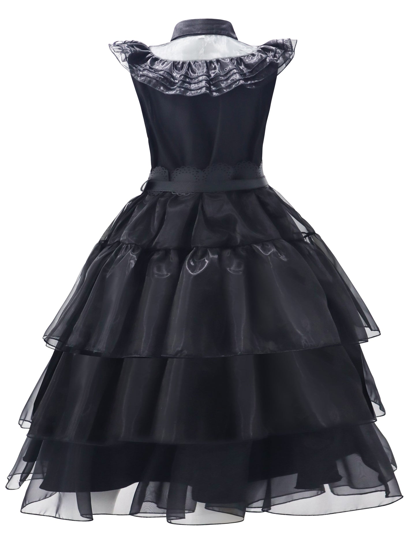 Gothic Ruffle Halloween-filmkostuumjurk voor dames | Gelaagde midi-set