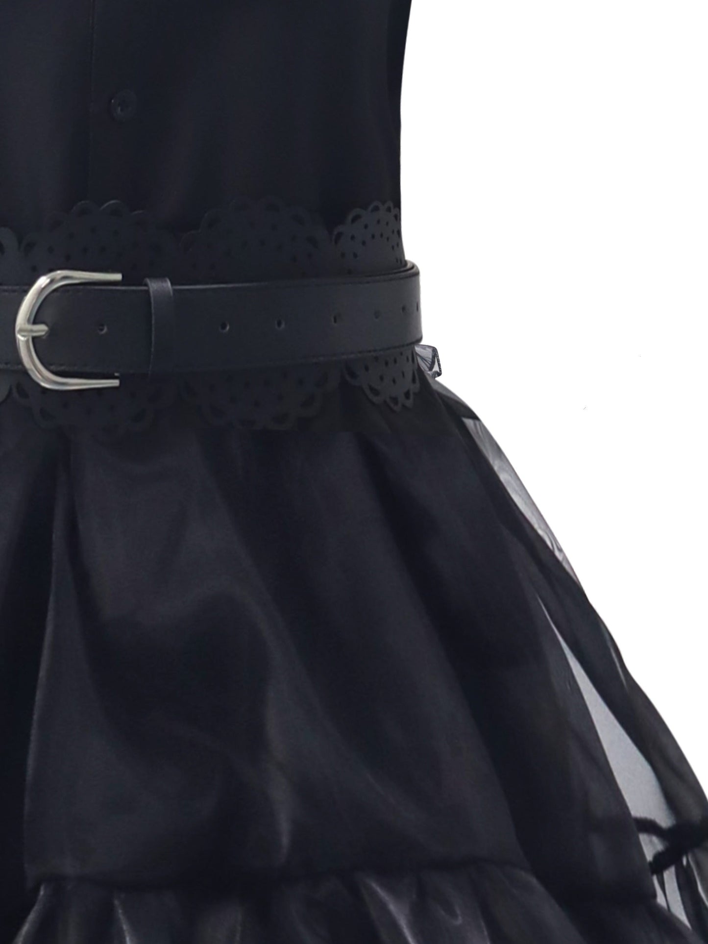 Gothic Ruffle Halloween-filmkostuumjurk voor dames | Gelaagde midi-set