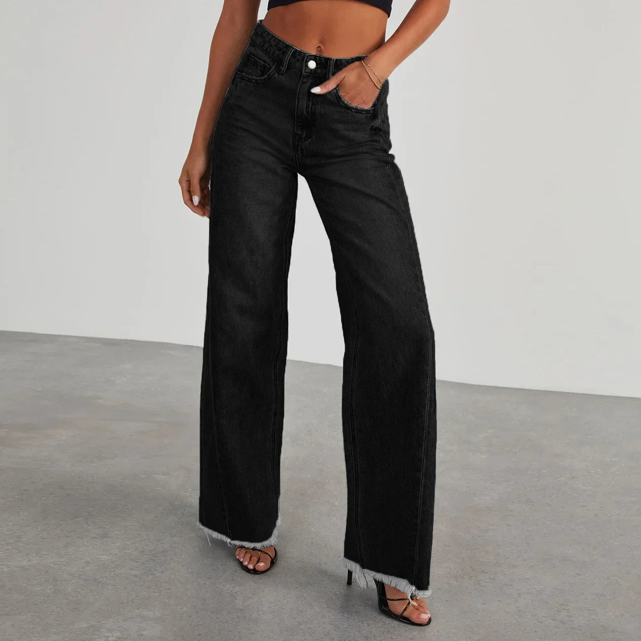 Damesdenim – Wijde pasvorm – Grijs gewassen look – Duurzaam materiaal