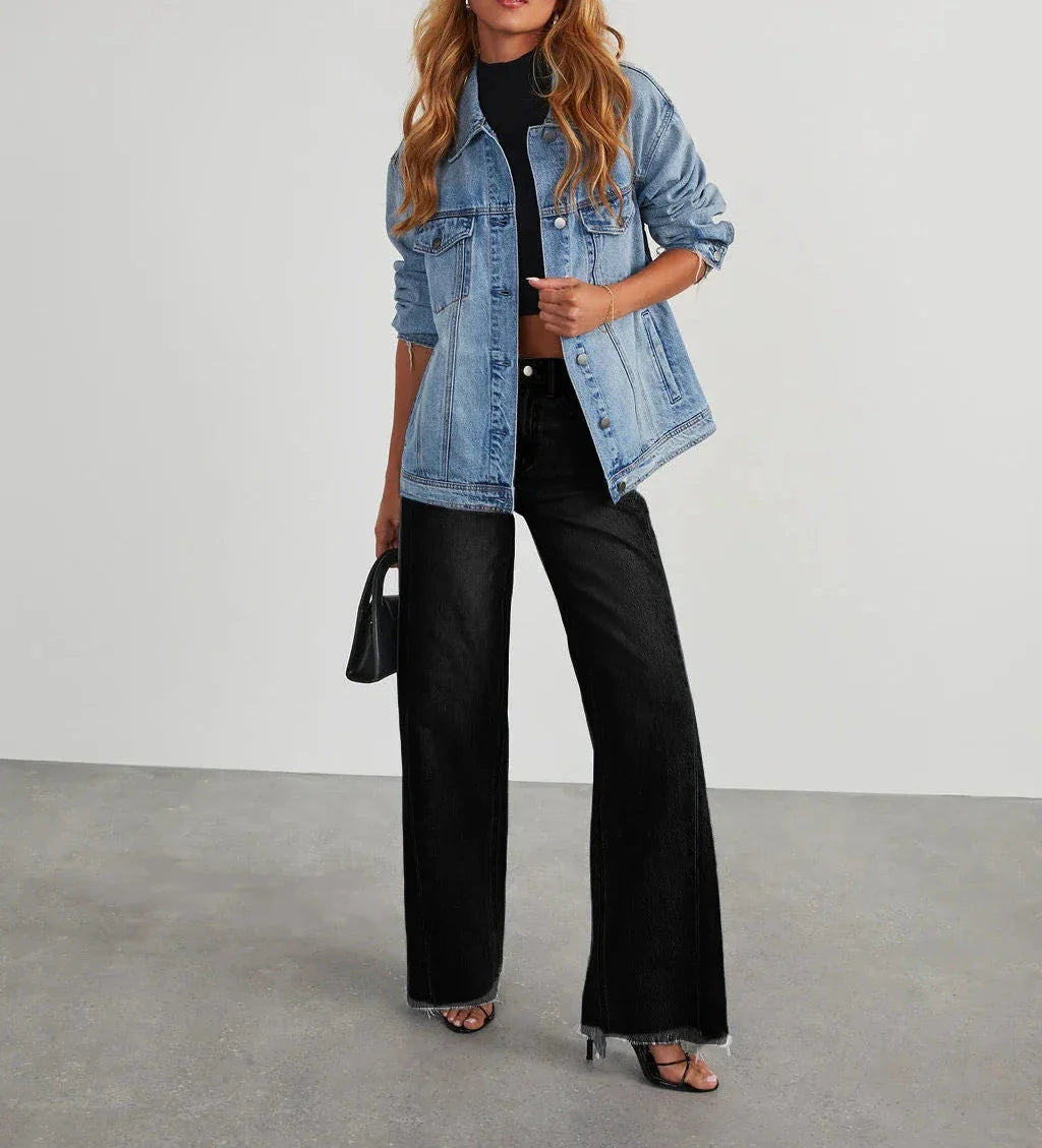 Damesdenim – Wijde pasvorm – Grijs gewassen look – Duurzaam materiaal