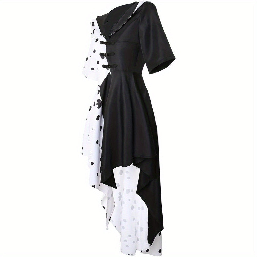 Halloween-filmkostuumjurk met capuchon voor dames | Asymmetrische Dalmatiër