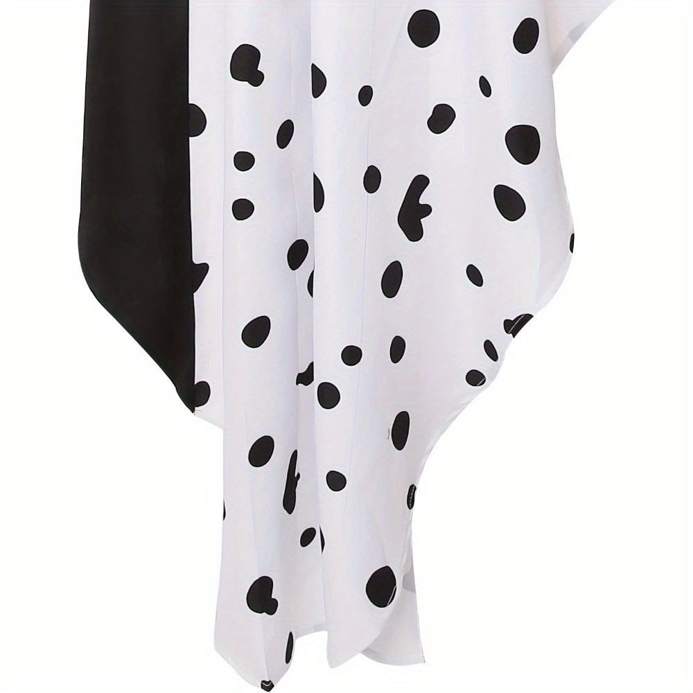 Halloween-filmkostuumjurk met capuchon voor dames | Asymmetrische Dalmatiër