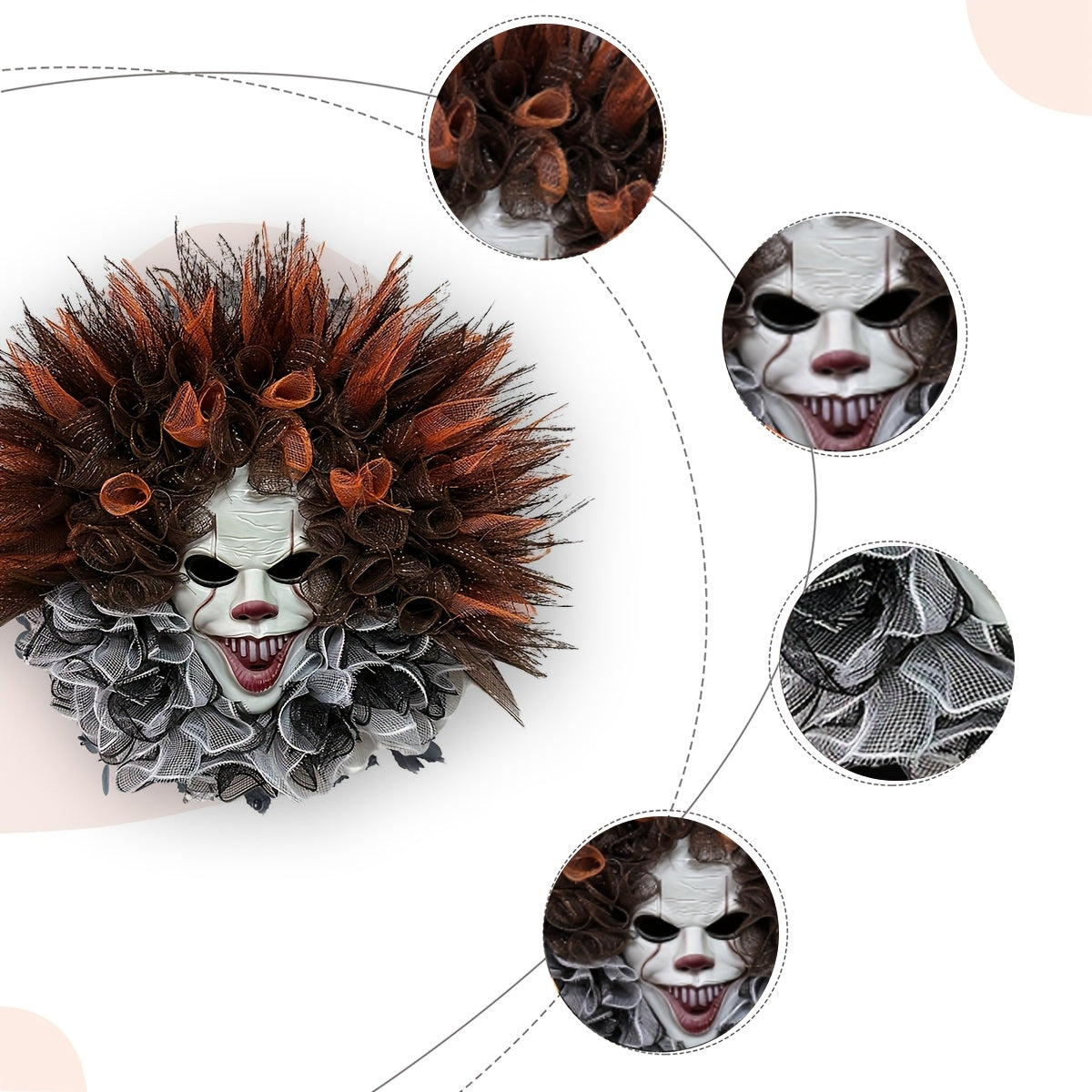Halloween enge clown gaaskrans | Griezelige voordeurdecoratie