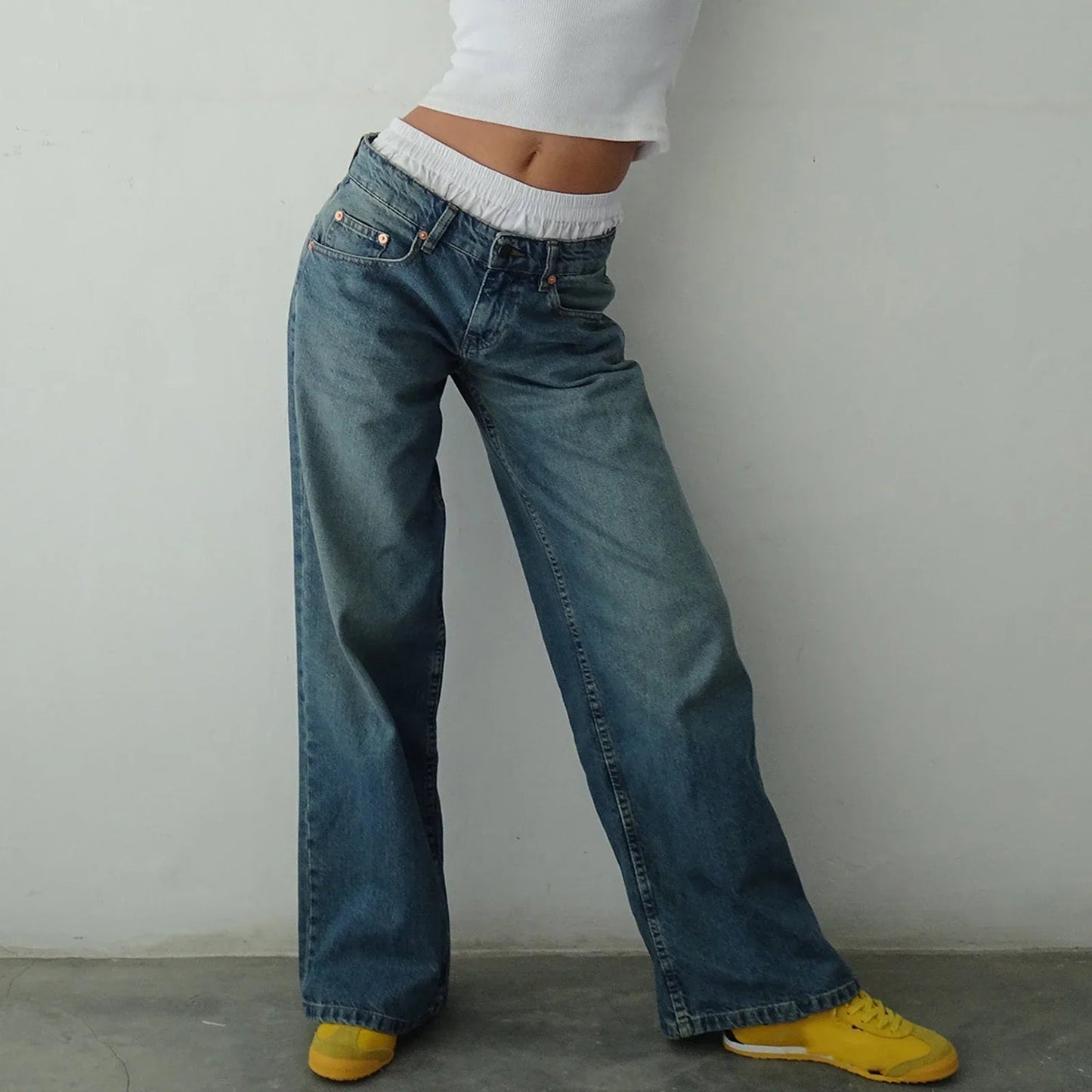 Damesjeans – Wijde pijpen – Lichte vintage wassing – Comfortabele pasvorm