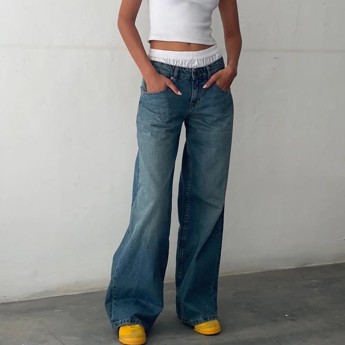 Damesjeans – Wijde pijpen – Lichte vintage wassing – Comfortabele pasvorm