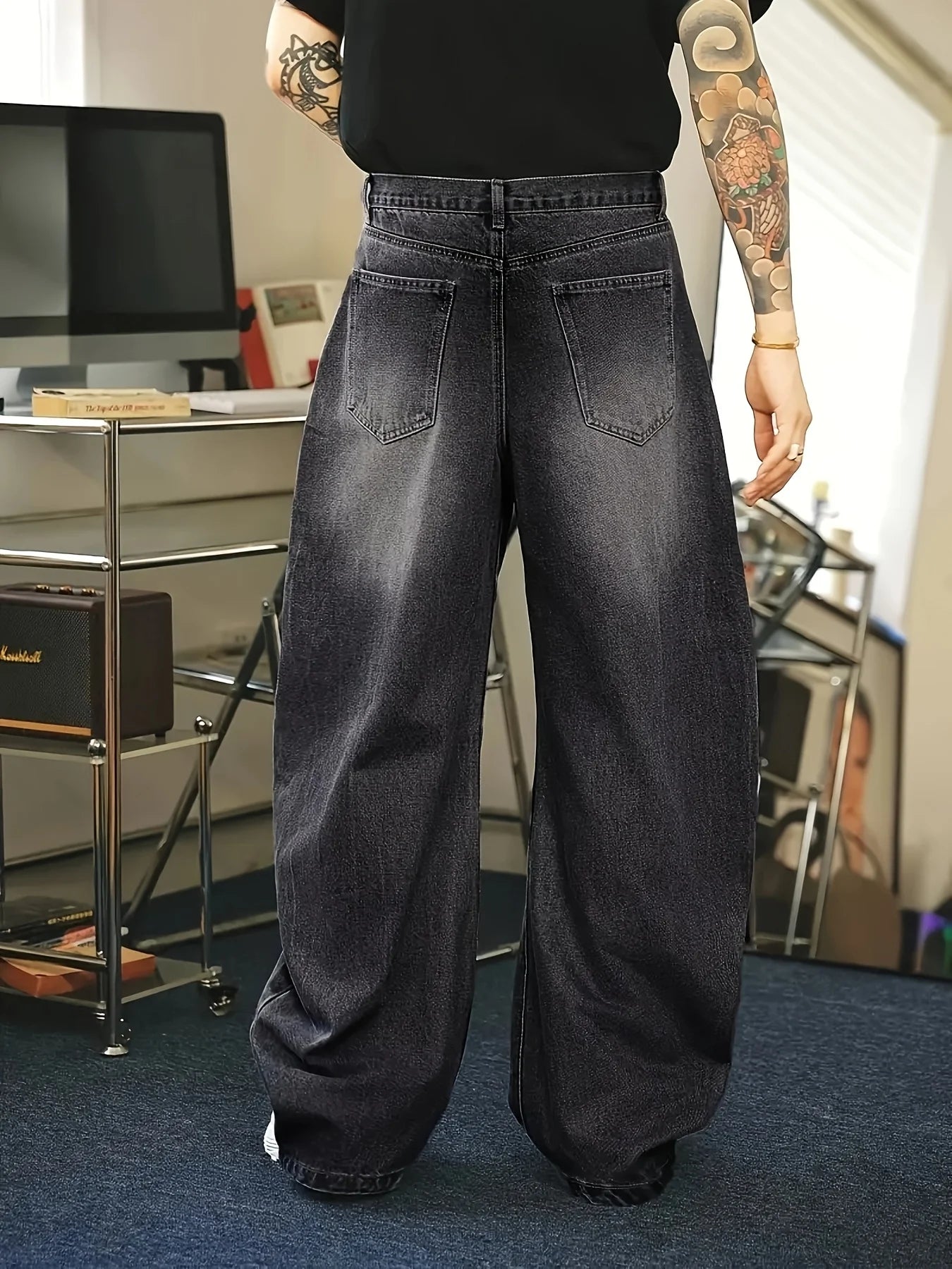 Baggy jeans voor heren – Wijde pijpen – Klassieke vintage wassing – Trendy look