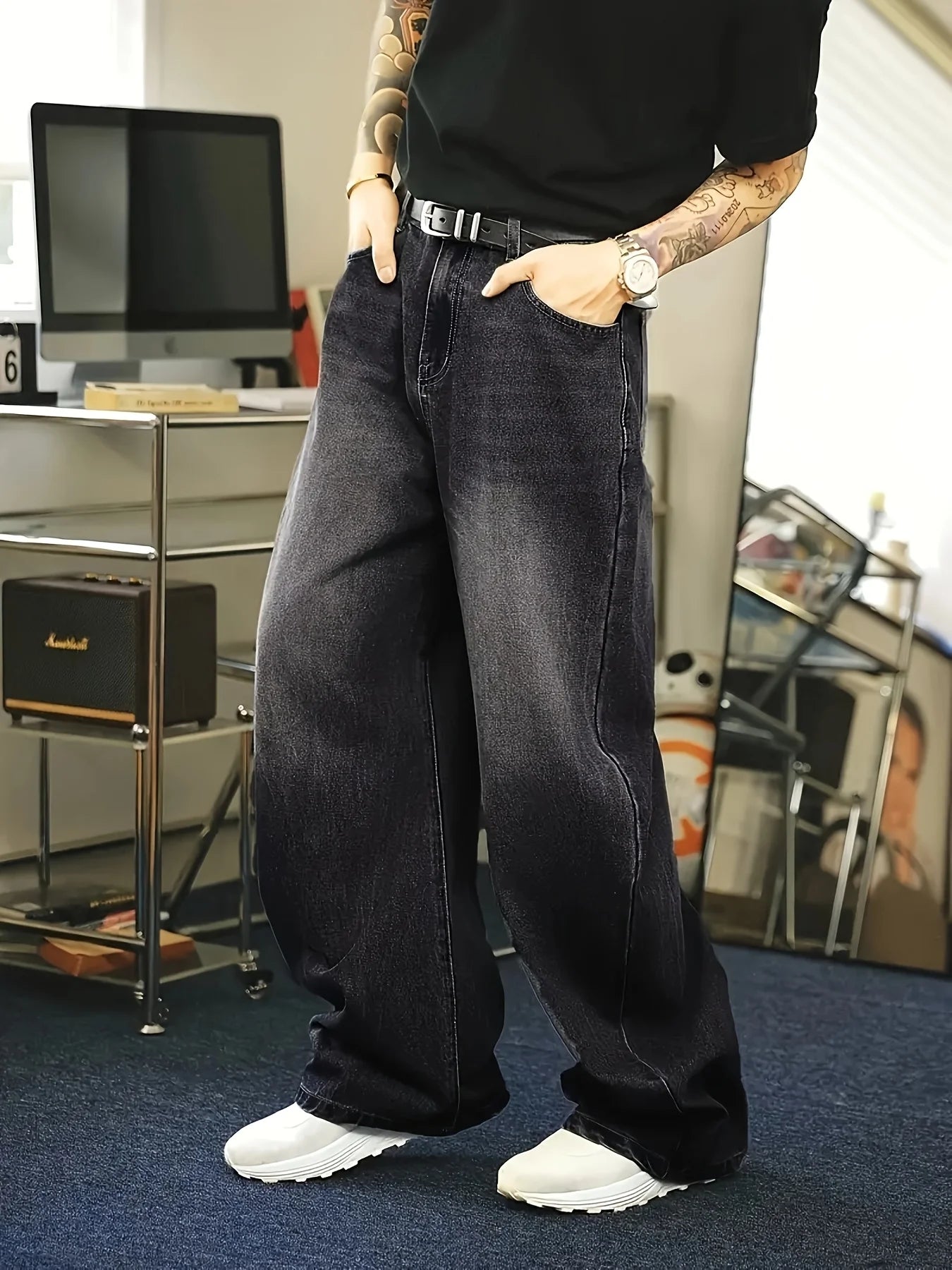 Baggy jeans voor heren – Wijde pijpen – Klassieke vintage wassing – Trendy look