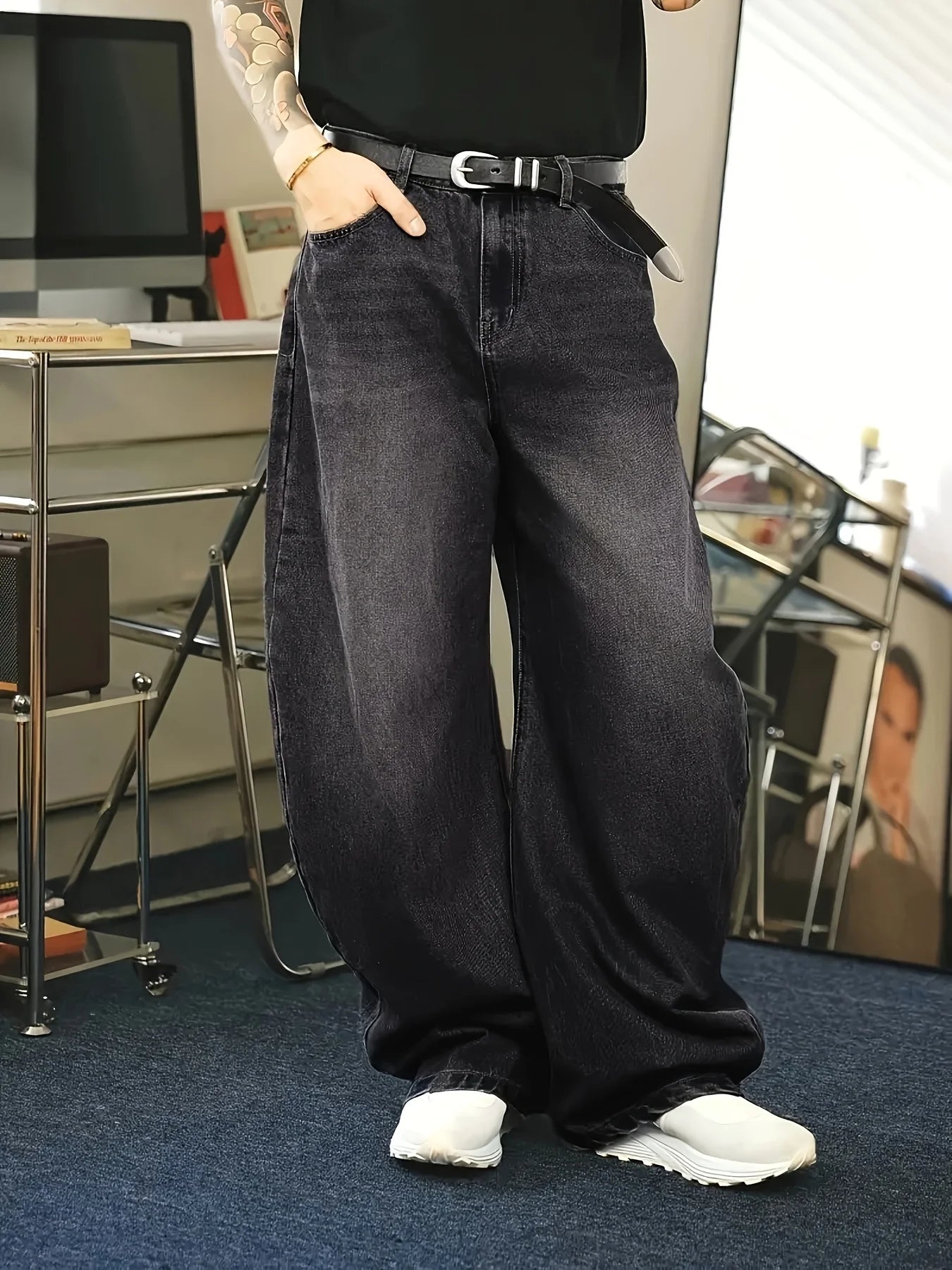 Baggy jeans voor heren – Wijde pijpen – Klassieke vintage wassing – Trendy look