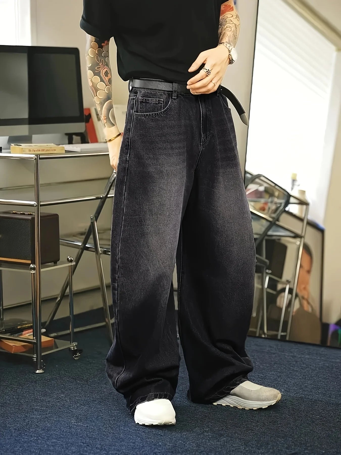 Baggy jeans voor heren – Wijde pijpen – Klassieke vintage wassing – Trendy look