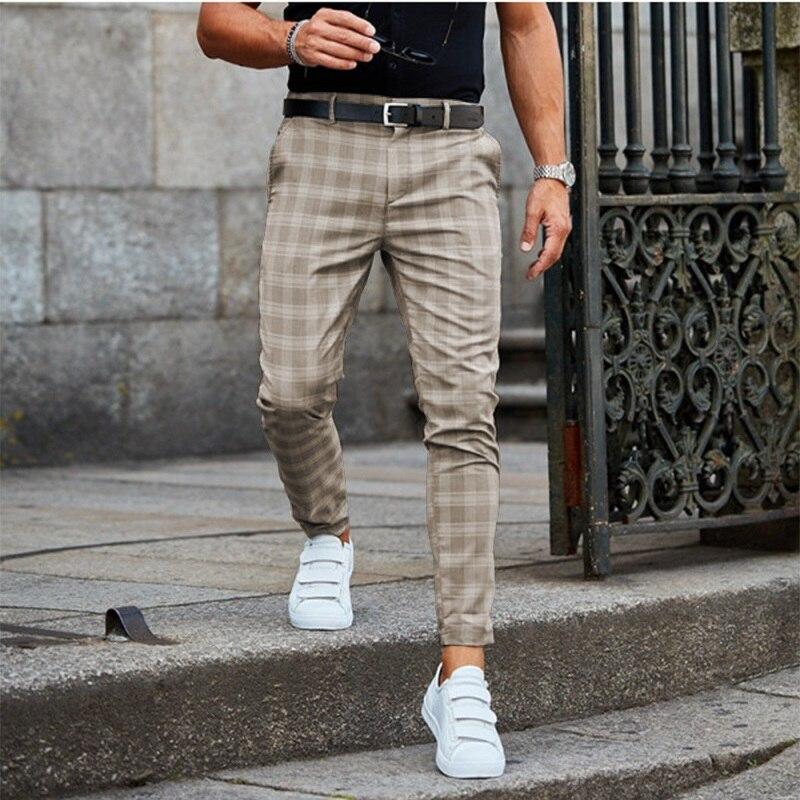 Chino broek voor heren – moderne pasvorm – geruit patroon – smart-casual stijl