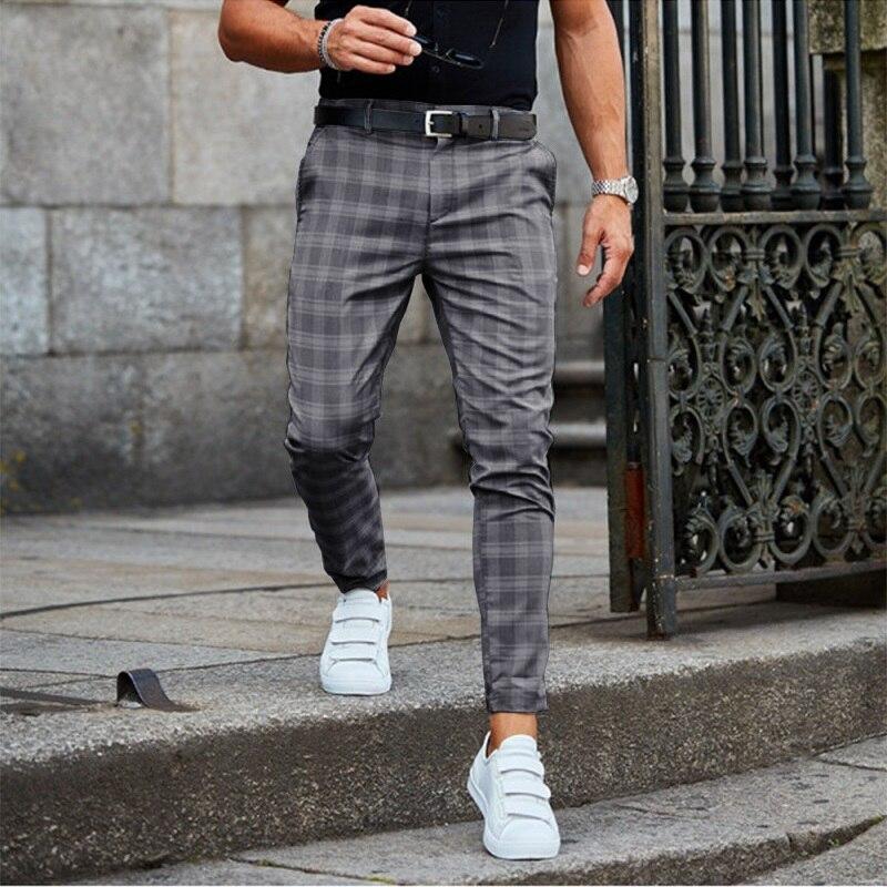 Chino broek voor heren – moderne pasvorm – geruit patroon – smart-casual stijl