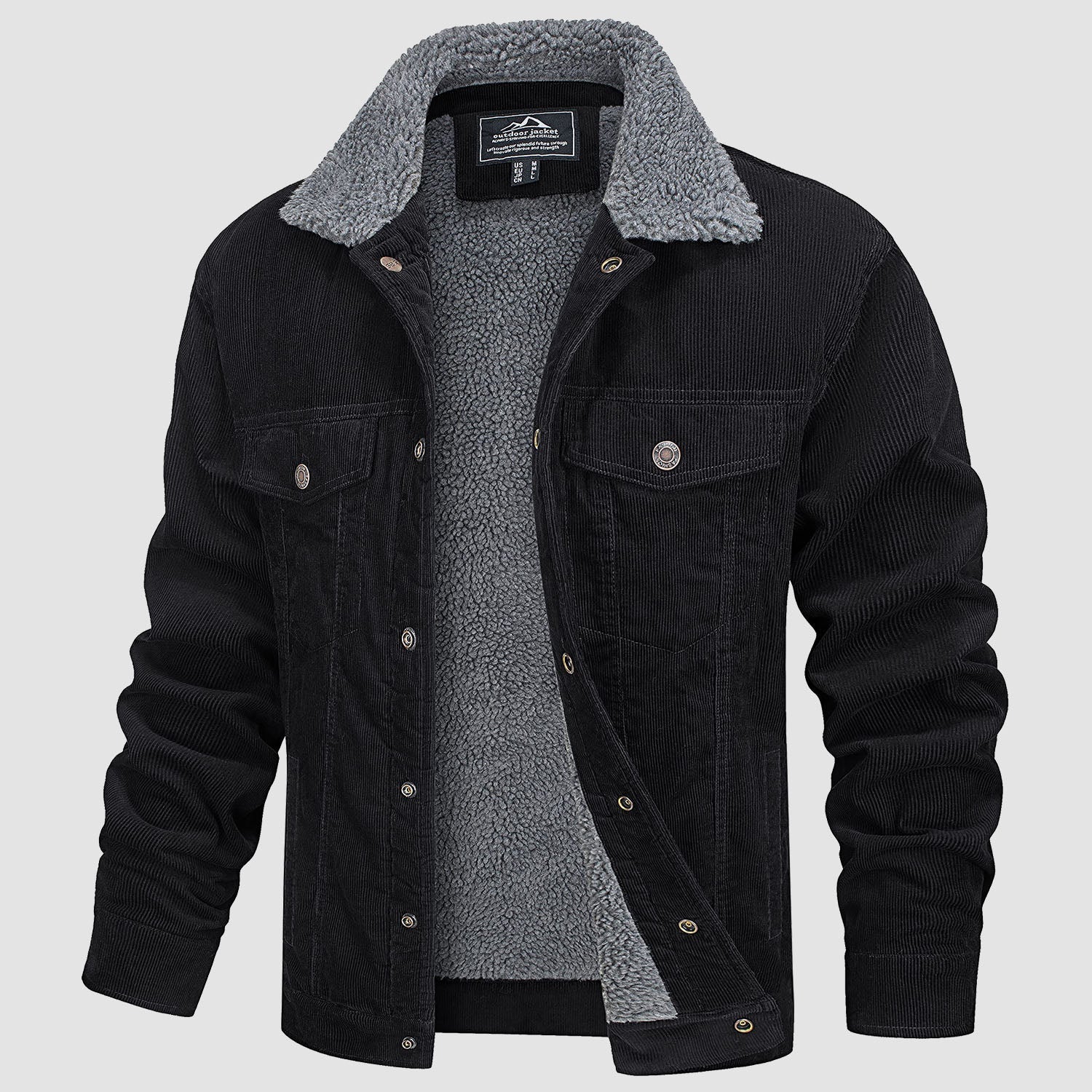 Heren Jas - Corduroy - Sherpa Voering - Cargo Stijl