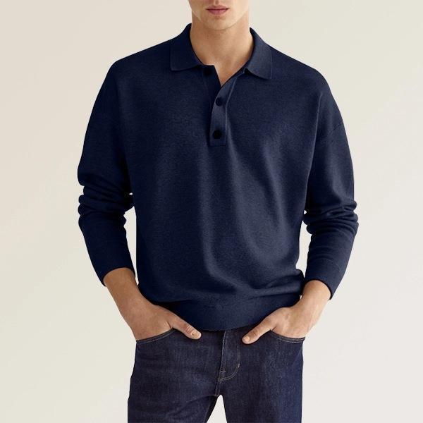 Heren poloshirt – zachte katoenmix – lange mouwen – tijdloze stijl
