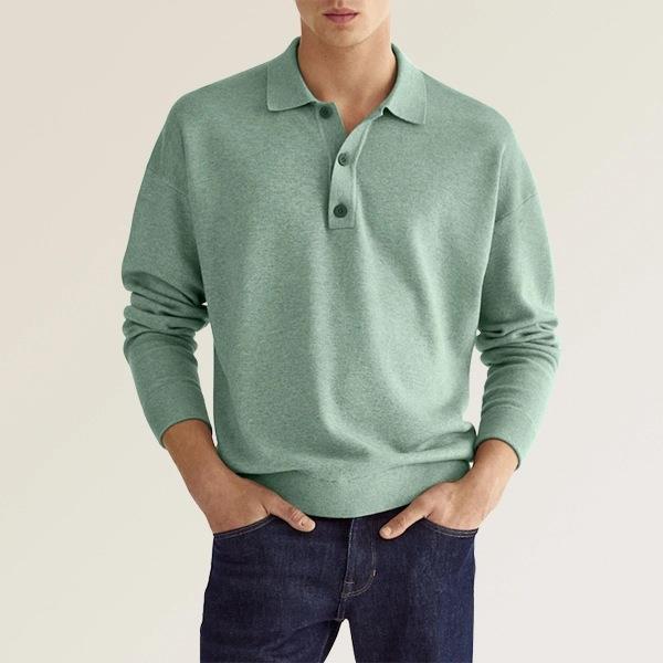 Heren poloshirt – zachte katoenmix – lange mouwen – tijdloze stijl