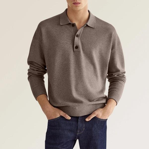 Heren poloshirt – zachte katoenmix – lange mouwen – tijdloze stijl