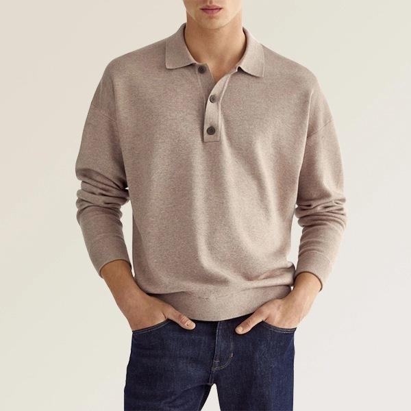 Heren poloshirt – zachte katoenmix – lange mouwen – tijdloze stijl