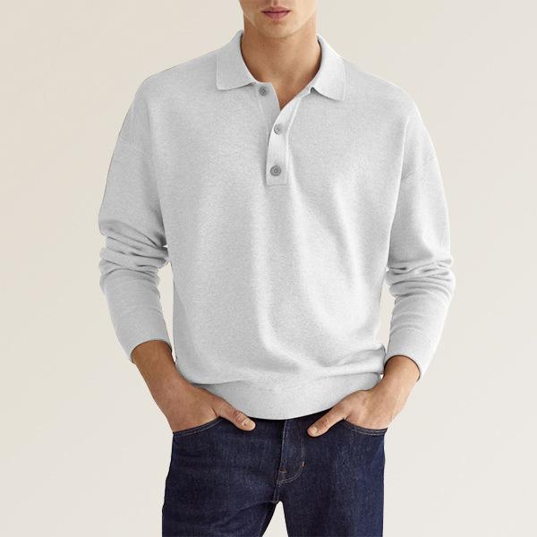 Heren poloshirt – zachte katoenmix – lange mouwen – tijdloze stijl