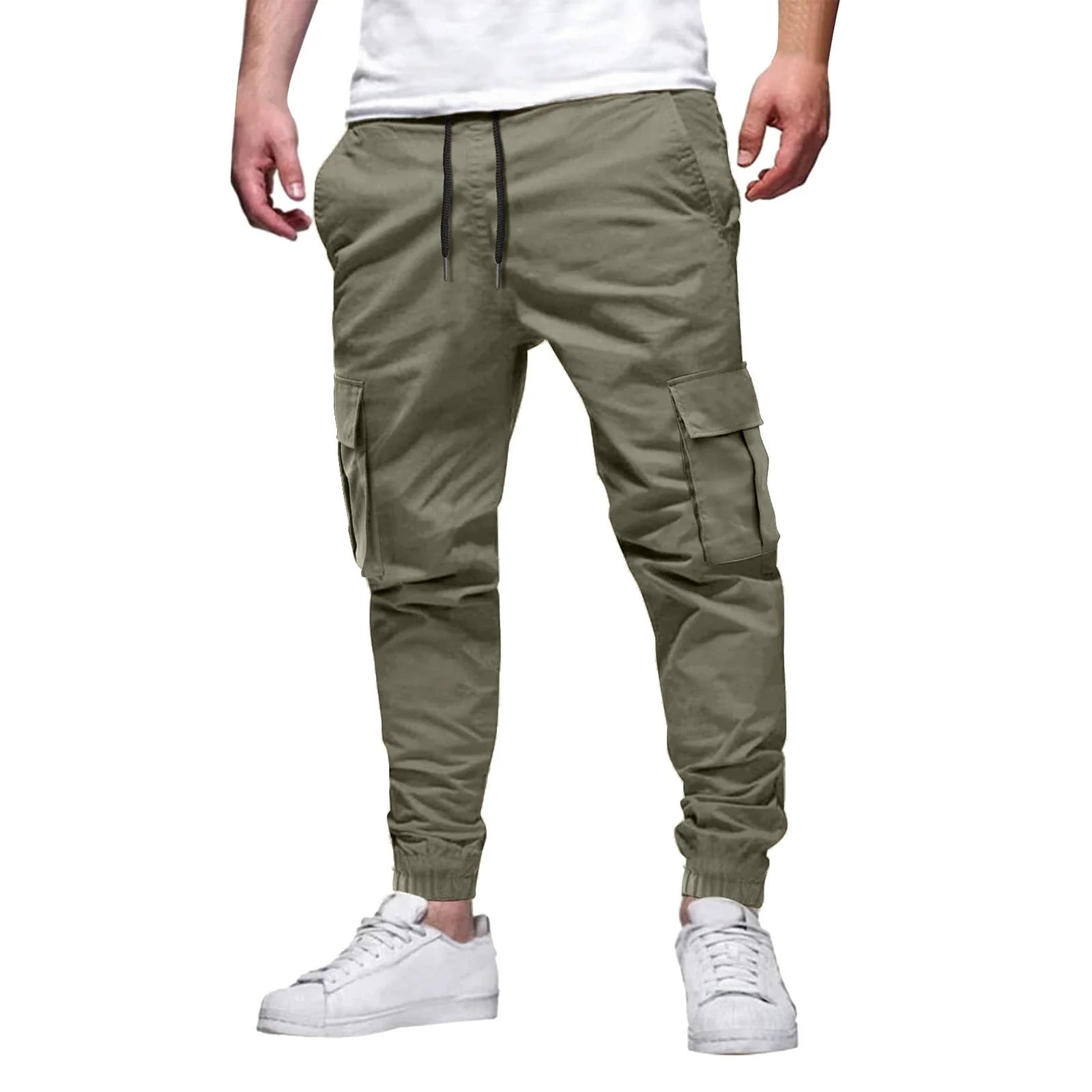 Heren cargo joggingbroek – stretch katoenmix – slanke pasvorm – elastische tailleband en boorden