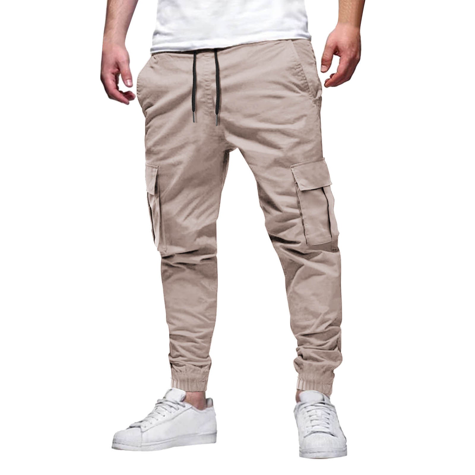 Heren cargo joggingbroek – stretch katoenmix – slanke pasvorm – elastische tailleband en boorden