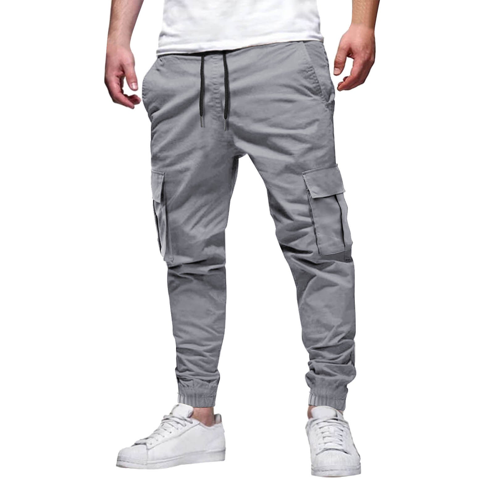 Heren cargo joggingbroek – stretch katoenmix – slanke pasvorm – elastische tailleband en boorden