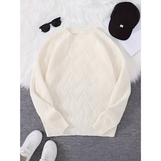 Heren Trui - Gebreid - Visgraatpatroon - Ronde Hals