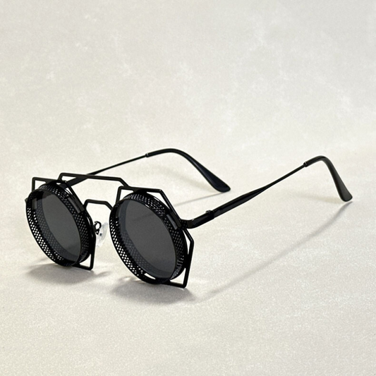 Heren Zonnebril – Steampunk Stijl – Zeshoekig Frame – UV-Bescherming