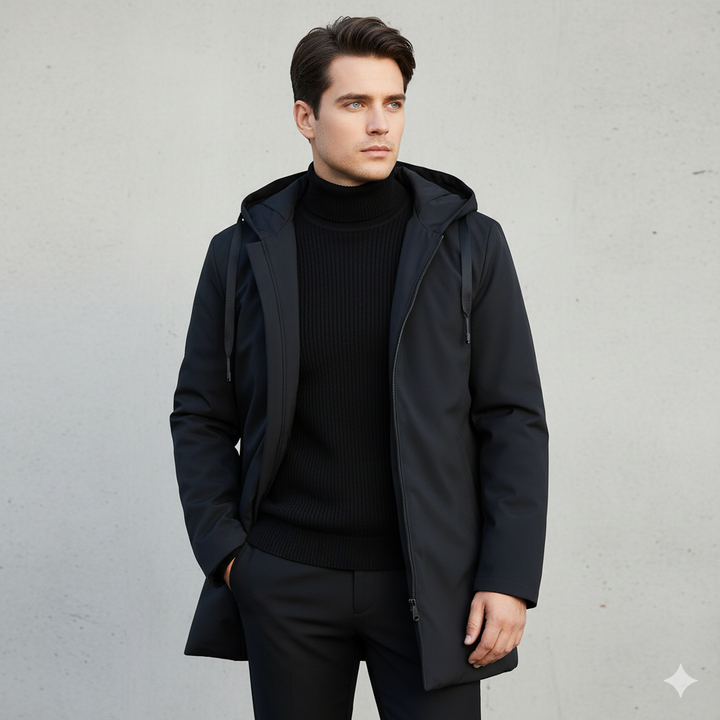 Heren Winterjacke – Moderne Outdoor Overgangsjacke met Capuchon, Wind- en Waterdicht, Perfect voor Herfst en Winter