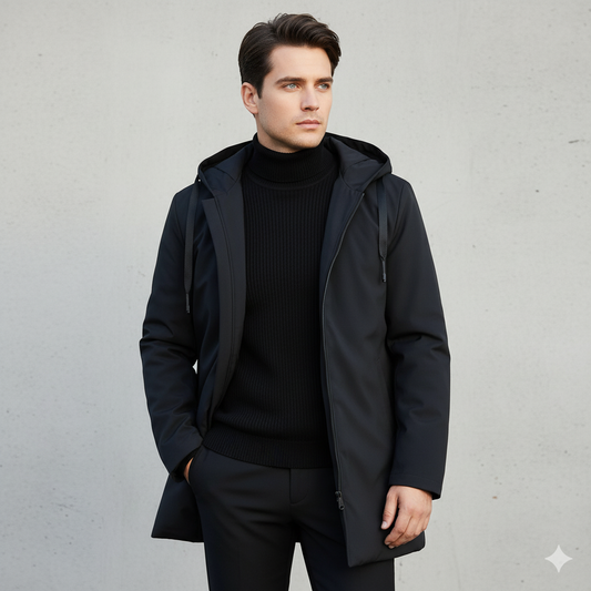 Heren Winterjacke – Moderne Outdoor Overgangsjacke met Capuchon, Wind- en Waterdicht, Perfect voor Herfst en Winter