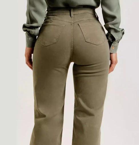 Damesjeans – Hoge taille – Uitlopende pijpen – Comfortabele pasvorm