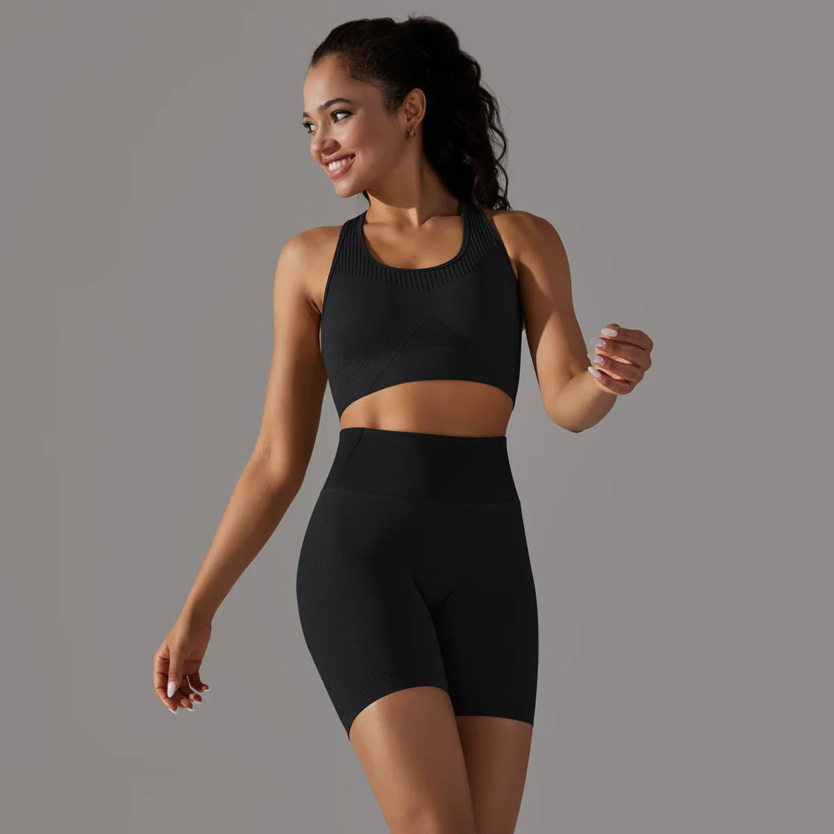 Fitnesskleding voor dames – Naadloos ontwerp – Hoge ondersteuning – Flexibele bewegingsvrijheid